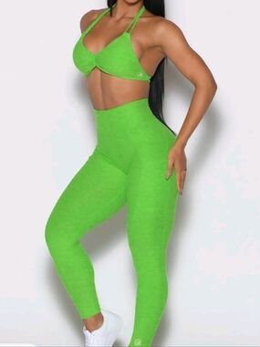 Bombshell Sportswear Scrunch-Front Bra & Leggings Set • Neon Green